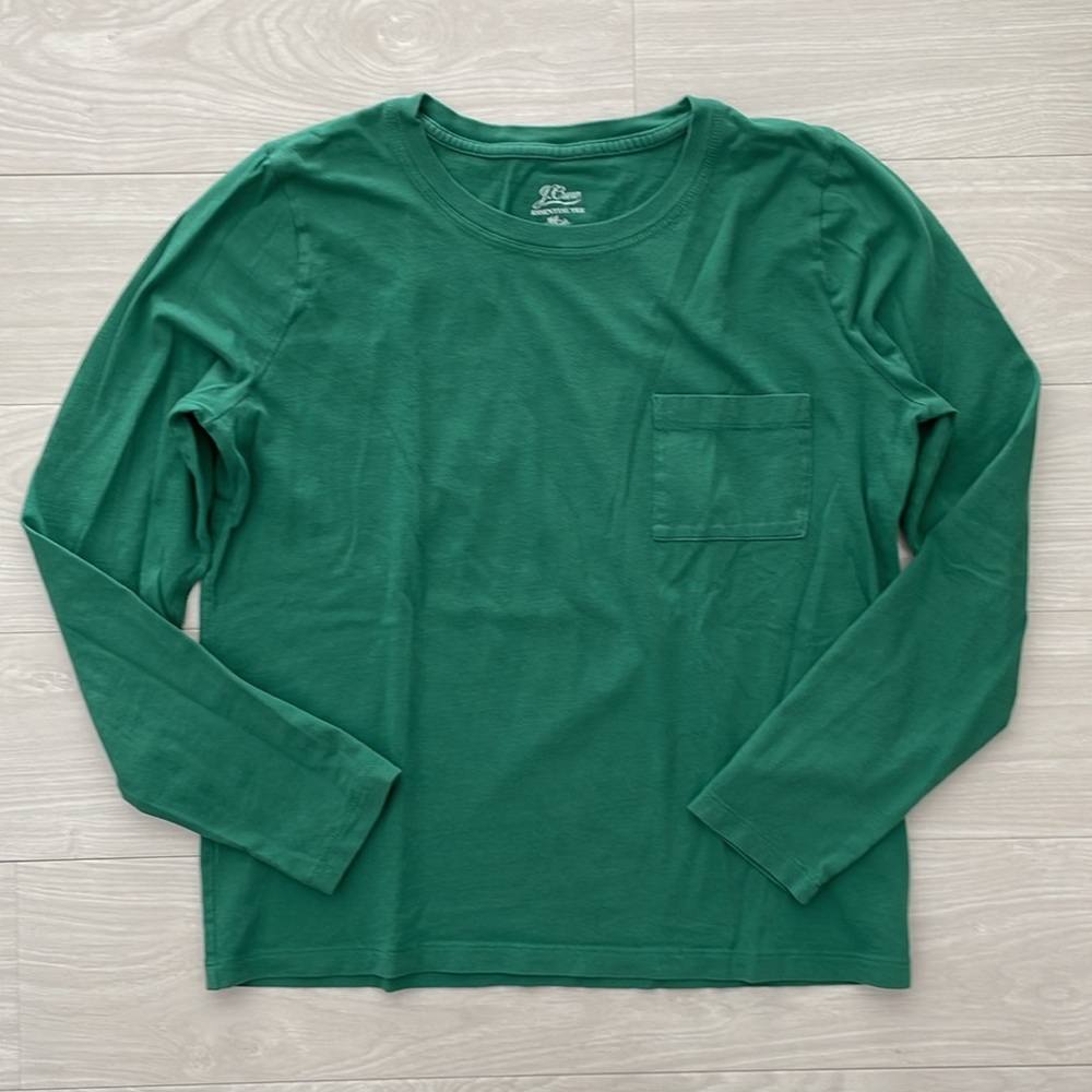 J. Crew Green Cotton Pocket Essential Tee